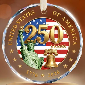 250 Anniversary USA Ornament, Crystal Glass Patriotic Christmas Ornament | 1776-2026 Keepsake with Liberty Bell, Statue of Liberty & US Flag for Veterans Day, 4th of July Decorations & Holiday Gifting 250 Anniversary USA Ornament, Crystal Glass Patriotic Christmas Ornament | 1776-2026 Keepsake with Liberty Bell, Statue of Liberty & US Flag for Veterans Day, 4th of July Decorations & Holiday Gifting