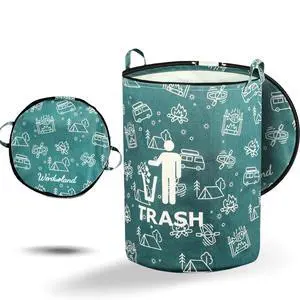 30 Gallon Collapsible Trash Can for RV Camping, Zip Lid | Portable, reusable. For RV, recycling, yard waste, leaf bag, toy bin, hiking, travel, weeds. Folds flat for storage. 30 Gallon Collapsible Trash Can for RV Camping, Zip Lid | Portable, reusable. For RV, recycling, yard waste, leaf bag, toy bin, hiking, travel, weeds. Folds flat for storage.