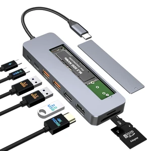 USB C Docking Station with M.2 NVMe SSD Enclosure 10Gbps, 9 in 1 USB-C Hub, Type C SSD Slot with 4K@60Hz HDMI, USB 3.2 Gen2, PD100W, SD/TF Card Reader, Laptop Docking Station for Dell/HP/Lenovo/Mac USB C Docking Station with M.2 NVMe SSD Enclosure 10Gbps, 9 in 1 USB-C Hub, Type C SSD Slot with 4K@60Hz HDMI, USB 3.2 Gen2, PD100W, SD/TF Card Reader, Laptop Docking Station for Dell/HP/Lenovo/Mac