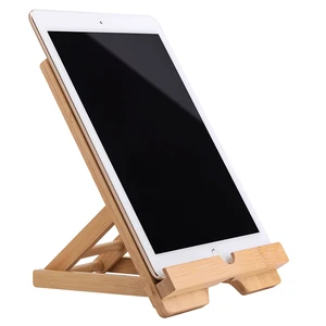 Bamboo Tablet Stand Holder Adjustable Folding Wood iPad Stand with Chargeable Hole for Desk iPad Cooking Stand Bamboo Tablet Stand Holder Adjustable Folding Wood iPad Stand with Chargeable Hole for Desk iPad Cooking Stand