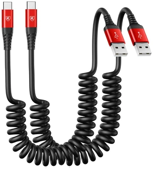 Coiled USB A to USB C Cable for Car 6FT 2Pack USB C Charger Cable Fast | Charging Type C Charger Cord USB-C Cable Compatible with iPhone 17/16/15/Pro Max/Samsung Galaxy S23/Carplay/Android Auto-Red Coiled USB A to USB C Cable for Car 6FT 2Pack USB C Charger Cable Fast | Charging Type C Charger Cord USB-C Cable Compatible with iPhone 17/16/15/Pro Max/Samsung Galaxy S23/Carplay/Android Auto-Red