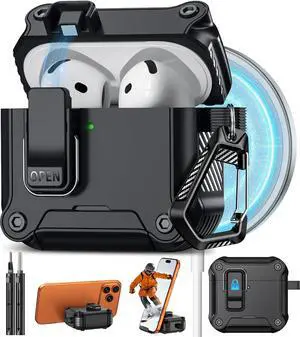 for AirPods 4 Case with Safety Lock-Black for AirPods 4 Case with Safety Lock-Black