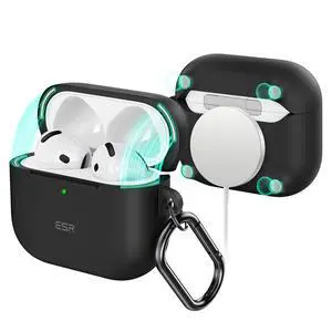 for AirPods 4 Case (HaloLock), Compatible with AirPods 4th Generation Case (2024) (USB-C), Compatible with MagSafe, Full Drop Protection Cover with Carabiner, Magnetic Lid Lock, Black for AirPods 4 Case (HaloLock), Compatible with AirPods 4th Generation Case (2024) (USB-C), Compatible with MagSafe, Full Drop Protection Cover with Carabiner, Magnetic Lid Lock, Black