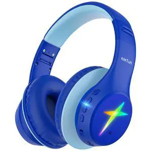 K4 Kids Bluetooth Headphones, Wireless Headphones with Lights, Blue | 74/85/94dBA Volume Limited, Built-in Mic, 90H Playtime, Stereo Sound Bluetooth 5.4 Over Ear Headphone for iPad/Tablet/School K4 Kids Bluetooth Headphones, Wireless Headphones with Lights, Blue | 74/85/94dBA Volume Limited, Built-in Mic, 90H Playtime, Stereo Sound Bluetooth 5.4 Over Ear Headphone for iPad/Tablet/School