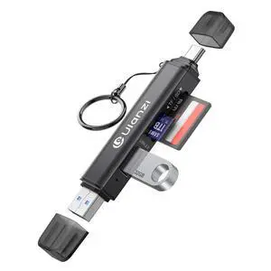 CR1 3-in-1 SD/TF/USB Card Reader, USB 3.1 High-Speed 170MB/s, Triple-Slot Simultaneous, Dual USB-C/A, Case-Friendly Port, w/Carabiner Clip for Phone/Tablet/Mac/PC/Android/Photographer CR1 3-in-1 SD/TF/USB Card Reader, USB 3.1 High-Speed 170MB/s, Triple-Slot Simultaneous, Dual USB-C/A, Case-Friendly Port, w/Carabiner Clip for Phone/Tablet/Mac/PC/Android/Photographer