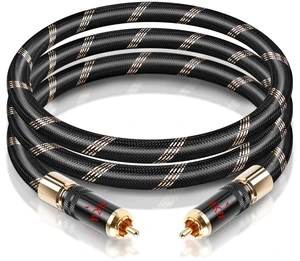 Audiophile Digital Coaxial Subwoofer RCA Cable Locking Plugs 16.4ft/5m Dual-shielded, Ultra-high Purity Copper, Foam-PE Dielectric, Nylon-braided Jacket, CD/DAC to AV Receiver and Subwoofer Audiophile Digital Coaxial Subwoofer RCA Cable Locking Plugs 16.4ft/5m Dual-shielded, Ultra-high Purity Copper, Foam-PE Dielectric, Nylon-braided Jacket, CD/DAC to AV Receiver and Subwoofer