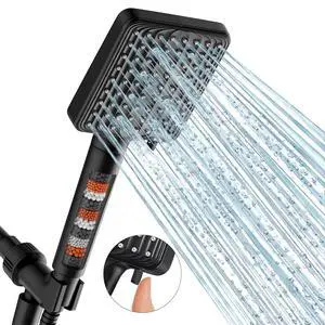 Filtered Shower Head Black - 6 Modes High Pressure Handheld Shower Head with Filter Mineral Beads, Detachable Handheld Showerhead Set with Stainless Steel Hose and Shower Arm Bracket Filtered Shower Head Black - 6 Modes High Pressure Handheld Shower Head with Filter Mineral Beads, Detachable Handheld Showerhead Set with Stainless Steel Hose and Shower Arm Bracket