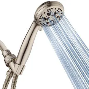High Pressure 6-Setting Full Brushed Nickel Handheld Shower Head with Stainless Steel Hose. Officially Independently Tested to Meet Strict US Quality & Performance Standards! High Pressure 6-Setting Full Brushed Nickel Handheld Shower Head with Stainless Steel Hose. Officially Independently Tested to Meet Strict US Quality & Performance Standards!