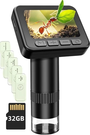 Microscope for Kids 50X-1000X Magnification- 2 inch IPS HD Screen, 32GB storage Card, 1080P Video, 2-Hour Battery Life, Easy Carry, Slides Included - Perfect Science Kit Gift for Kids Ages 8-12 Microscope for Kids 50X-1000X Magnification- 2 inch IPS HD Screen, 32GB storage Card, 1080P Video, 2-Hour Battery Life, Easy Carry, Slides Included - Perfect Science Kit Gift for Kids Ages 8-12