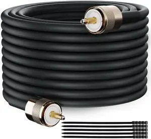 Ham Radio CB Coax Cable 50 Ohm RG58 Coaxial Cable 30 Ft, UHF Male PL-259 Low Loss Digital Coax UHF Jumper Cable for Antenna Analyzer, SWR Meter, HF/VHF, Dummy Load with Ties Ham Radio CB Coax Cable 50 Ohm RG58 Coaxial Cable 30 Ft, UHF Male PL-259 Low Loss Digital Coax UHF Jumper Cable for Antenna Analyzer, SWR Meter, HF/VHF, Dummy Load with Ties