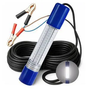 Underwater Fishing Light, White Fishing Light, 12V/24V Dual Voltage, 26ft Cable, IP68 Waterproof, for Boat, Ice, Dock, Saltwater and Freshwater Fishing Underwater Fishing Light, White Fishing Light, 12V/24V Dual Voltage, 26ft Cable, IP68 Waterproof, for Boat, Ice, Dock, Saltwater and Freshwater Fishing