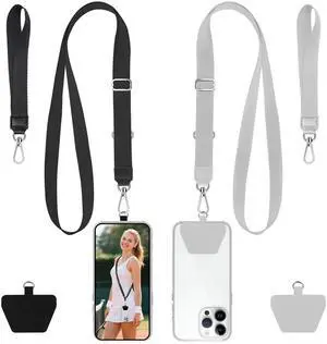 takyu Phone Lanyard, 2 Pack Crossbody Anti-Drop Neck and Wrist Strap with 2 Pcs Tether Patches, Secure Hands-Free Compatible for iPhone Samsung Perfect for Nurses, Teachers, Travel, Hiking Black+Gray takyu Phone Lanyard, 2 Pack Crossbody Anti-Drop Neck and Wrist Strap with 2 Pcs Tether Patches, Secure Hands-Free Compatible for iPhone Samsung Perfect for Nurses, Teachers, Travel, Hiking Black+Gray