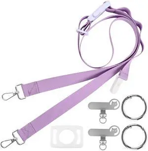 Quick-release mobile phone lanyard wallet with adjustable, detachable RFID-protected wrist strapPurple Quick-release mobile phone lanyard wallet with adjustable, detachable RFID-protected wrist strapPurple