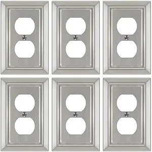 Metal Wall Plate for Electrical Outlets, Outlet Covers Wall Plate, 6 Pack | Decorative Brushed Nickel Switch Plates Outlet Cover, Light Switch Cover Plate, 1-Gang Wall Plates Metal Wall Plate for Electrical Outlets, Outlet Covers Wall Plate, 6 Pack | Decorative Brushed Nickel Switch Plates Outlet Cover, Light Switch Cover Plate, 1-Gang Wall Plates