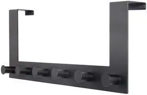 Over The Door Hooks,Over Door Towel Rack with 6 Peg Hooks for Hanging,Door Coat Hanger Door Coat Rack for Behind Back of Bathroom,Black Over The Door Hooks,Over Door Towel Rack with 6 Peg Hooks for Hanging,Door Coat Hanger Door Coat Rack for Behind Back of Bathroom,Black