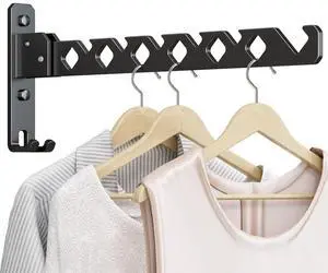 Wall Mounted Clothes Drying Rack, Wall Clothes Hanger Foldable, Laundry Hanger Hook for Bathroom, Wall Clothes Rack Indoor, Perfect for Small Spaces, Matte Black Wall Mounted Clothes Drying Rack, Wall Clothes Hanger Foldable, Laundry Hanger Hook for Bathroom, Wall Clothes Rack Indoor, Perfect for Small Spaces, Matte Black