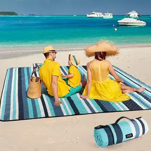 Picnic Blankets Beach Blanket, 80''x80'' Extra Large Thick 3-Layers, Sandproof Machine Washable Waterproof Foldable Oversized XL Outdoor Mat, for Camping, Park, Travel, Grass(Blue White Stripe) Picnic Blankets Beach Blanket, 80''x80'' Extra Large Thick 3-Layers, Sandproof Machine Washable Waterproof Foldable Oversized XL Outdoor Mat, for Camping, Park, Travel, Grass(Blue White Stripe)