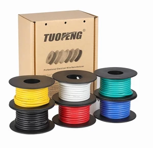 16awg Flexible Silicone Wire, 16 Gauge, 6 Colors 15ft Each Tinned Copper, Silicone Rubber Insulated, OD: 3 mm, 600V Stranded, Automotive Wiring 16awg Flexible Silicone Wire, 16 Gauge, 6 Colors 15ft Each Tinned Copper, Silicone Rubber Insulated, OD: 3 mm, 600V Stranded, Automotive Wiring