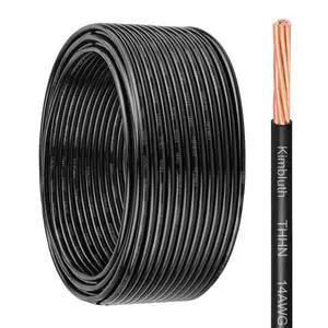 THHN Wire 14 Gauge 25 FT Stranded Copper Wire, 14 AWG Copper Wire Rated up to 600V Building Wire Nylon Jacket for Residential, CNC, Ground, Industrial (14 Gauge, Black) THHN Wire 14 Gauge 25 FT Stranded Copper Wire, 14 AWG Copper Wire Rated up to 600V Building Wire Nylon Jacket for Residential, CNC, Ground, Industrial (14 Gauge, Black)