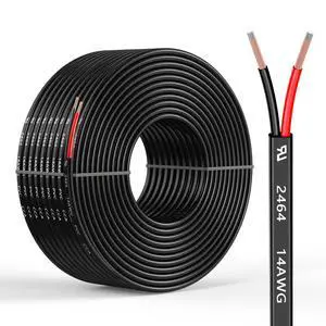 14 Gauge 2 Conductors 30FT Electrical Wire, Flexible Low Voltage PVC Copper Clad Aluminum Extension Cord for Car Speaker Wire, Car Lighting, LED Wire, Outdoor Lighting, Residential Wiring, 12V/24V DC 14 Gauge 2 Conductors 30FT Electrical Wire, Flexible Low Voltage PVC Copper Clad Aluminum Extension Cord for Car Speaker Wire, Car Lighting, LED Wire, Outdoor Lighting, Residential Wiring, 12V/24V DC