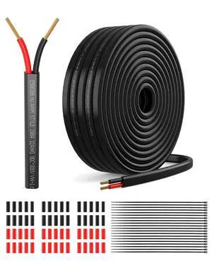 14 Gauge Wire 2 Conductor Electrical Wire, 14/2 Low Voltage Tinned Copper Tinned Copper Cable, UL-Listed Outdoor Lighting Wire for Pathway Lights, Deck Step Lights, Landscape Lighting - 30 FT 14 Gauge Wire 2 Conductor Electrical Wire, 14/2 Low Voltage Tinned Copper Tinned Copper Cable, UL-Listed Outdoor Lighting Wire for Pathway Lights, Deck Step Lights, Landscape Lighting - 30 FT