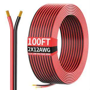100FT 12AWG, 12/2 AWG Red Black Hookup Electrical Wire LED Strips Extension Cord 12V/24V DC Cable, 12 Gauge Wire 2 Conductors Flexible Low Voltage Cable for in-Home, Autos, Schools use 100FT 12AWG, 12/2 AWG Red Black Hookup Electrical Wire LED Strips Extension Cord 12V/24V DC Cable, 12 Gauge Wire 2 Conductors Flexible Low Voltage Cable for in-Home, Autos, Schools use