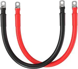2AWG Pure Copper Battery Cables with 3/8" Lugs Red & Black, 1FT, 2-Pack for Car, RV, Truck, Boat, Marine, Solar Power, Motorcycle, Automotive, Off-Road, Boat Accessories 2AWG Pure Copper Battery Cables with 3/8" Lugs Red & Black, 1FT, 2-Pack for Car, RV, Truck, Boat, Marine, Solar Power, Motorcycle, Automotive, Off-Road, Boat Accessories
