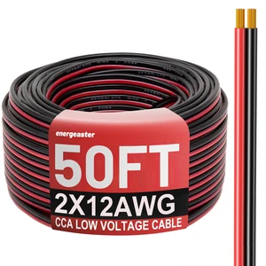 12 Gauge Wire 50FT, 12AWG Automotive Wire Electrical Wire 2 Conductors Red Black Cable, Low Voltage Copper Clad Aluminum Extension Cord for Speaker Wire, LED, Automotive 12V/24V DC 12 Gauge Wire 50FT, 12AWG Automotive Wire Electrical Wire 2 Conductors Red Black Cable, Low Voltage Copper Clad Aluminum Extension Cord for Speaker Wire, LED, Automotive 12V/24V DC