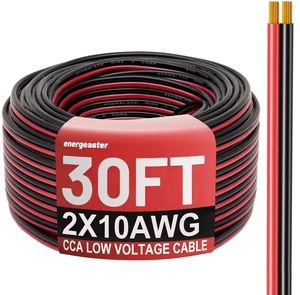 10 Gauge Wire 30FT, 10AWG Automotive Wire Electrical Wire 2 Conductors Red Black Cable, Low Voltage Copper Clad Aluminum Extension Cord for Speaker Wire, LED, Automotive 12V/24V DC 10 Gauge Wire 30FT, 10AWG Automotive Wire Electrical Wire 2 Conductors Red Black Cable, Low Voltage Copper Clad Aluminum Extension Cord for Speaker Wire, LED, Automotive 12V/24V DC