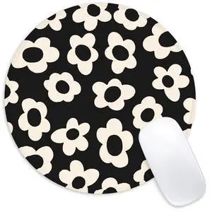 White Flower Round Mouse Mat - Funny Small Mouse Pad with Non-Slip Rubber Base for Home Office Decor - 8.7 Inch Round White Flower Round Mouse Mat - Funny Small Mouse Pad with Non-Slip Rubber Base for Home Office Decor - 8.7 Inch Round