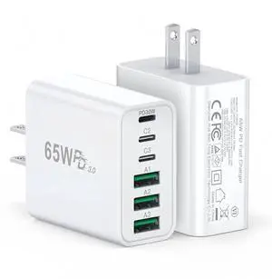65W USB C Wall Charger Block, 2 Pack GaN 6-Port Charging Brick Fast Charger, 45W PD3.0 Power Adapter Plug Cube for iPhone 17/16/15/14 MacBook Air, iPad, Samsung for Home Travel 65W USB C Wall Charger Block, 2 Pack GaN 6-Port Charging Brick Fast Charger, 45W PD3.0 Power Adapter Plug Cube for iPhone 17/16/15/14 MacBook Air, iPad, Samsung for Home Travel