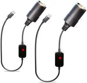 USB C to 12V Adapter, USB C to 12V Cigarette Lighter Adapter PD3.0 Type C Male to 12V Cigarette Lighter Socket Female Cable for Dash Cam Power Bank GPS Car Led Light Strips 2 Pack USB C to 12V Adapter, USB C to 12V Cigarette Lighter Adapter PD3.0 Type C Male to 12V Cigarette Lighter Socket Female Cable for Dash Cam Power Bank GPS Car Led Light Strips 2 Pack