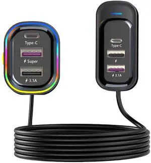 USB C Car Charger, 81W Multiport 6-Port PD & QC3.0 Fast Charger for Multiple Devices, Cigarette Lighter Adapter Car Travel Essentials with 5FT Cable, Compatible with iPhone 15/16/17, Pad, Galaxy S24 USB C Car Charger, 81W Multiport 6-Port PD & QC3.0 Fast Charger for Multiple Devices, Cigarette Lighter Adapter Car Travel Essentials with 5FT Cable, Compatible with iPhone 15/16/17, Pad, Galaxy S24