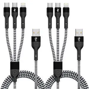 Multi Charging Cable, 3 in 1 Charging Cable for Multiple Devices, Nylon Braided Universal Charger for Travel, USB Cable Multiple Phone Charger with Type C Lightning for iPhone17/16/15/14/13(2Pack 4FT) Multi Charging Cable, 3 in 1 Charging Cable for Multiple Devices, Nylon Braided Universal Charger for Travel, USB Cable Multiple Phone Charger with Type C Lightning for iPhone17/16/15/14/13(2Pack 4FT)