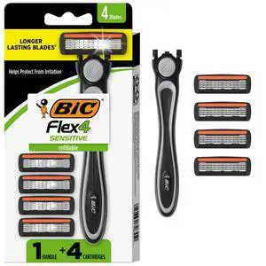 Flex 4 Sensitive Men's Refillable 4-Blade Razors with 4 Cartridges Flex 4 Sensitive Men's Refillable 4-Blade Razors with 4 Cartridges