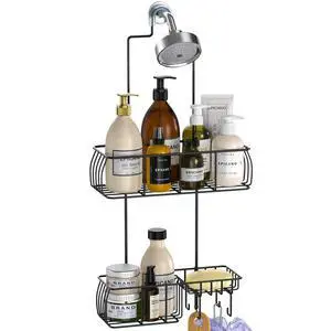Shower Caddy Hanging Over Head, Matte Black,Stainless Steel Shower Caddy Hanging Over Head, Matte Black,Stainless Steel