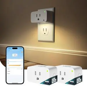 Matter Smart Plug 2 Pack, Night Lights Plug into Wall, Work with Alexa, Apple Home, Google, Timer Outlet 15A/1800W, ETL Certified, 2.4G WiFi, Dusk to Dawn 2700K, for Hallway, Bathroom, Kids Matter Smart Plug 2 Pack, Night Lights Plug into Wall, Work with Alexa, Apple Home, Google, Timer Outlet 15A/1800W, ETL Certified, 2.4G WiFi, Dusk to Dawn 2700K, for Hallway, Bathroom, Kids