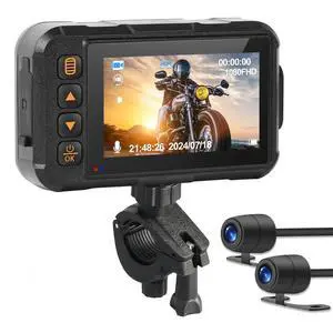 Motorcycle Dash Cam, 3" Screen Motorbike Camera Front and Rear Dual Lens Waterproof Motorcycle Video Driving Recorder Camera with Light Vision, G-Sensor, Dashcam, Loop Recording Motorcycle Dash Cam, 3" Screen Motorbike Camera Front and Rear Dual Lens Waterproof Motorcycle Video Driving Recorder Camera with Light Vision, G-Sensor, Dashcam, Loop Recording