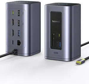 Nomos Air 12-in-1 Docking Station with 2 Monitors for Windows | Docking Station with 4K HDMI, 10Gbps USB-C/A, SD/TF Card Reader, 100W PD, Gigabit Ethernet, Compatible with Laptops Nomos Air 12-in-1 Docking Station with 2 Monitors for Windows | Docking Station with 4K HDMI, 10Gbps USB-C/A, SD/TF Card Reader, 100W PD, Gigabit Ethernet, Compatible with Laptops