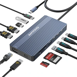 USB C Docking Station, 14 in 1 USB Hub for 3 Monitors, Dual 4K@60Hz HDMI & USB-C Video, 4xUSB-C(10Gbps),3X USB-A, Ethernet, SD/TF& 3.5mm Audio Multiport Adapter for Lenovo/Dell/HP (Gray) USB C Docking Station, 14 in 1 USB Hub for 3 Monitors, Dual 4K@60Hz HDMI & USB-C Video, 4xUSB-C(10Gbps),3X USB-A, Ethernet, SD/TF& 3.5mm Audio Multiport Adapter for Lenovo/Dell/HP (Gray)
