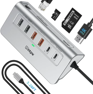 P9R PRO USB C Hub Ethernet, 10Gbps USB C Docking Station 10-in-1 with Type-C & 2 Type-A 3.2 Data, LAN, 4K@60Hz, 2 USB A 2.0, PD 100W, SD/TF Ports, 3.28FT Powered USB Hub for PC, iPhone 17, Mac P9R PRO USB C Hub Ethernet, 10Gbps USB C Docking Station 10-in-1 with Type-C & 2 Type-A 3.2 Data, LAN, 4K@60Hz, 2 USB A 2.0, PD 100W, SD/TF Ports, 3.28FT Powered USB Hub for PC, iPhone 17, Mac