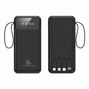 20000mAh Power Bank, Portable Charger with Built in Cable Fast Charging Battery Pack Slim 6 Outputs 3 Inputs LED Display Phone Charger for iPhone Samsung Android, Travel Essential Gift, Black 20000mAh Power Bank, Portable Charger with Built in Cable Fast Charging Battery Pack Slim 6 Outputs 3 Inputs LED Display Phone Charger for iPhone Samsung Android, Travel Essential Gift, Black