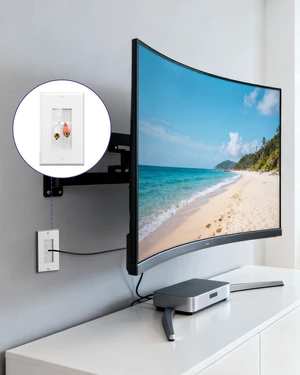 Single Gang Brush Wall Plate Low Voltage Cable Pass Through White, 5PK Routes HDMI, Coax, Speaker, Network Cables, behind Wall Mount TV Single Gang Brush Wall Plate Low Voltage Cable Pass Through White, 5PK Routes HDMI, Coax, Speaker, Network Cables, behind Wall Mount TV