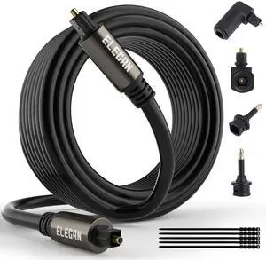 Optical Audio Cable 30 Ft Digital Audio Toslink Cable Cord-Fiber Optic-Gold Plated-Flexiable&Durable-for Home Theater,Sound Bar,PS4&Xbox-with 4 Right Angled and Mini Toslink Adapters+Ties Optical Audio Cable 30 Ft Digital Audio Toslink Cable Cord-Fiber Optic-Gold Plated-Flexiable&Durable-for Home Theater,Sound Bar,PS4&Xbox-with 4 Right Angled and Mini Toslink Adapters+Ties