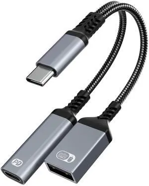 2-in-1 USB C OTG Adapter and Charger, Type C OTG Charging Adapter with 60W PD Fast Charging, USB C Splitter OTG Cable Compatible with iPad, iPhone 15 16 17, Samsung, Pixel, Chromecast 2-in-1 USB C OTG Adapter and Charger, Type C OTG Charging Adapter with 60W PD Fast Charging, USB C Splitter OTG Cable Compatible with iPad, iPhone 15 16 17, Samsung, Pixel, Chromecast