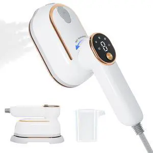 Travel Steamer, Steamer for Clothes, 1200W Clothes Steamer with 10-Second Fast Heat Up, LED Display and 180° Rotatable Handle, Ceramic Soleplate for Travel Home and Office Travel Steamer, Steamer for Clothes, 1200W Clothes Steamer with 10-Second Fast Heat Up, LED Display and 180° Rotatable Handle, Ceramic Soleplate for Travel Home and Office