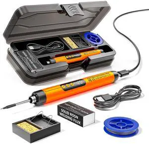Cordless USB Rechargeable Portable Soldering Iron, 3-speed Temperature Adjustable, Heating Core, Soldering Iron Cord, Rosin, Soldering Iron Stand, Storage Case (Orange) Cordless USB Rechargeable Portable Soldering Iron, 3-speed Temperature Adjustable, Heating Core, Soldering Iron Cord, Rosin, Soldering Iron Stand, Storage Case (Orange)