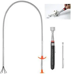 3 Pack Pick-up Tool Set - Extendable Magnetic Pick Up Tools and Flexible Grabber Claw - Retrieving Telescoping Magnet Pickup Tools - Flexible Extra Long Reach Bendable Curve Grabber with 4 Claws 3 Pack Pick-up Tool Set - Extendable Magnetic Pick Up Tools and Flexible Grabber Claw - Retrieving Telescoping Magnet Pickup Tools - Flexible Extra Long Reach Bendable Curve Grabber with 4 Claws