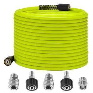 Pressure Washer Hose 50 FT x 1/4" - Replacement Power Wash Hose with M22 14mm Stainless Steel Quick Connect Power Washer Adapter Sets - 3600PSI Pressure Washer Hose 50 FT x 1/4" - Replacement Power Wash Hose with M22 14mm Stainless Steel Quick Connect Power Washer Adapter Sets - 3600PSI