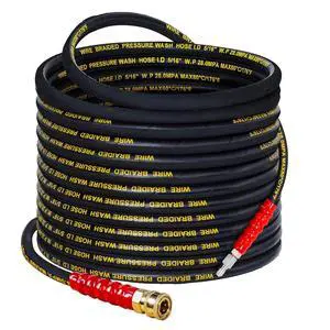 50 FT Pressure Washer Hose with 3/8" Quick Connect, 4000 PSI Kink Resistant High Tensile Wire Power Washer Hose 50 FT Pressure Washer Hose with 3/8" Quick Connect, 4000 PSI Kink Resistant High Tensile Wire Power Washer Hose